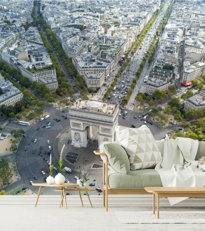 Mural París Radiante Modelo Arco del Triunfo en Vinil Arquitectónico o Papel Tapiz