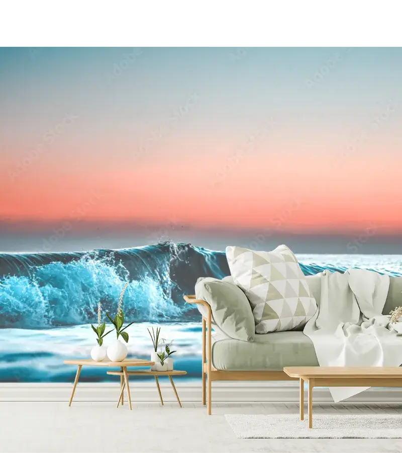 Mural Olas Serenas Amanecer – Fotomural Decorativo en Vinil y Tapiz para Sala