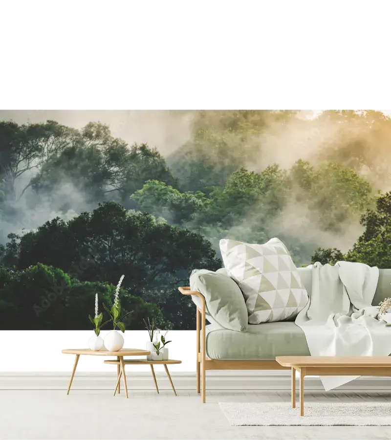 Mural Bosque Neblina Verde – Fotomural decoración natural en vinil o papel tapiz