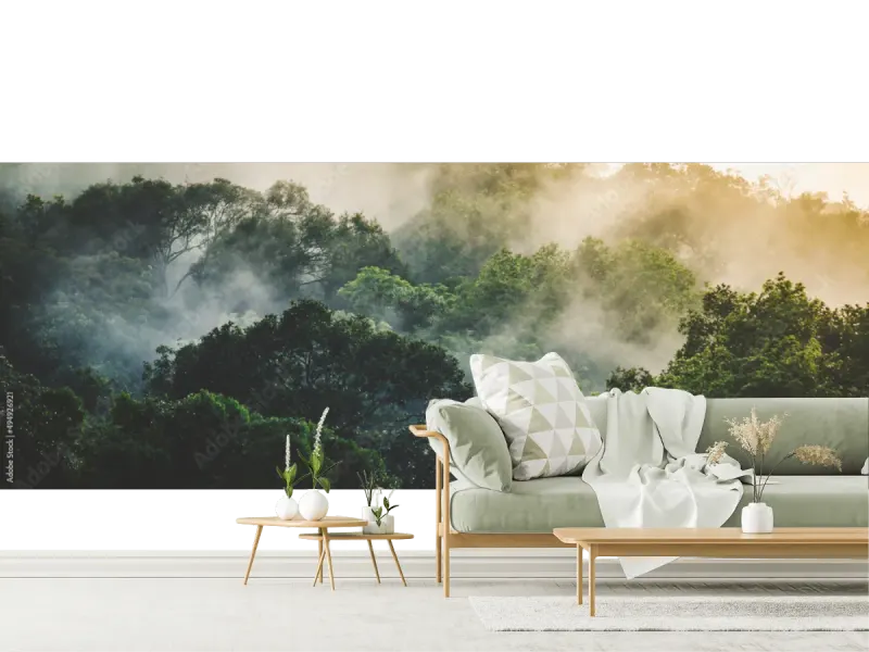 Mural Bosque Neblina Verde – Fotomural decoración natural en vinil o papel tapiz