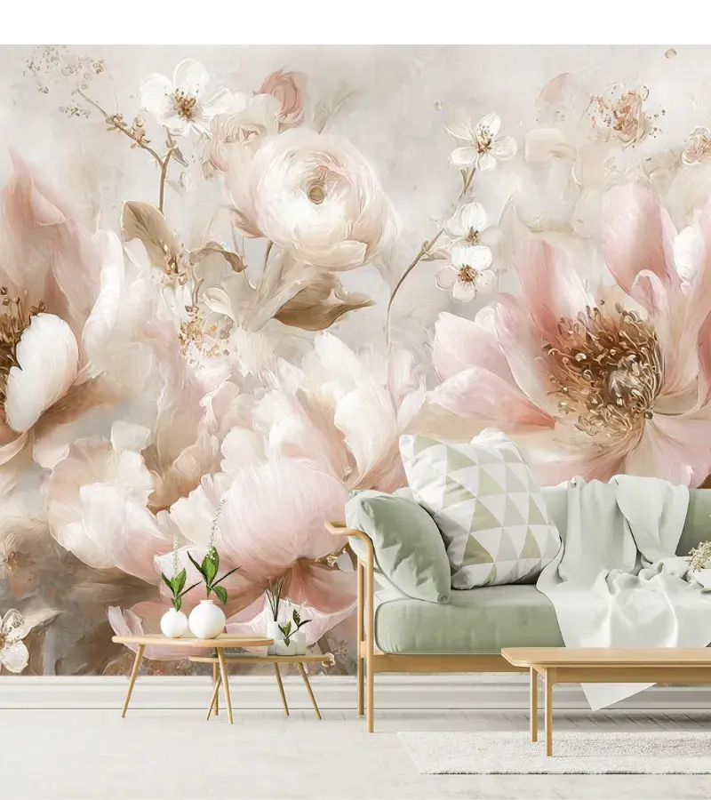 Mural Floral Aura Pastel en Vinil Arquitectónico o Papel Tapiz