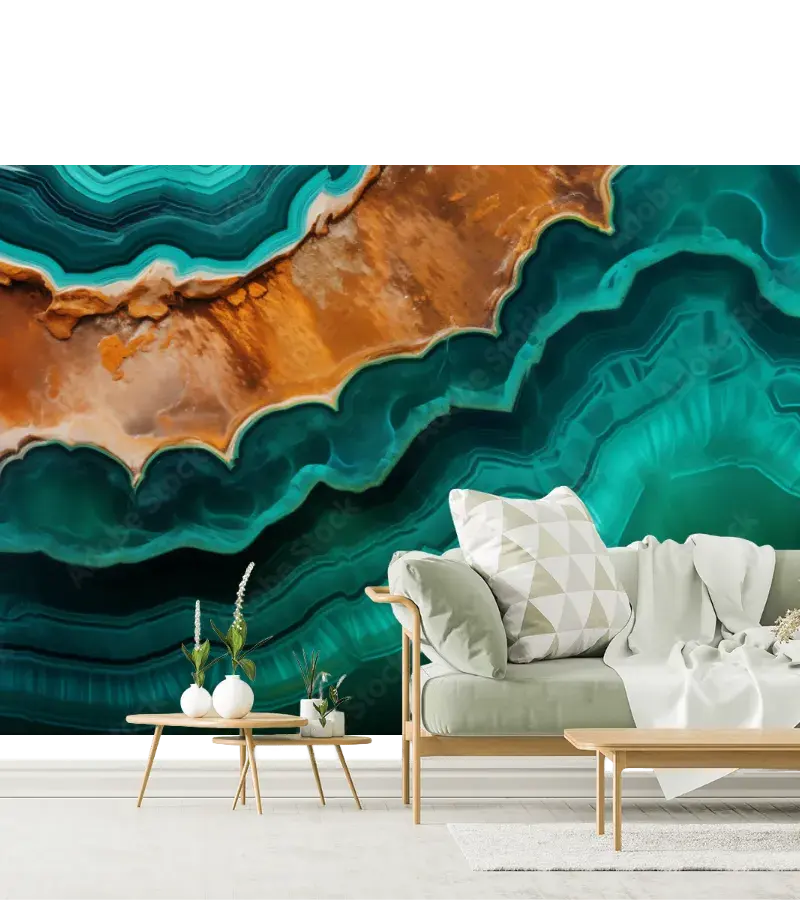 Mural Esmeralda Ámbar – Fotomural abstracto para sala o recámara