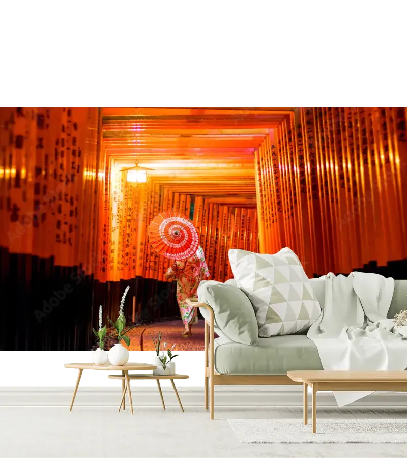 Mural Camino Torii Japonés Vinil Arquitectónico Fotomural Decorativo
