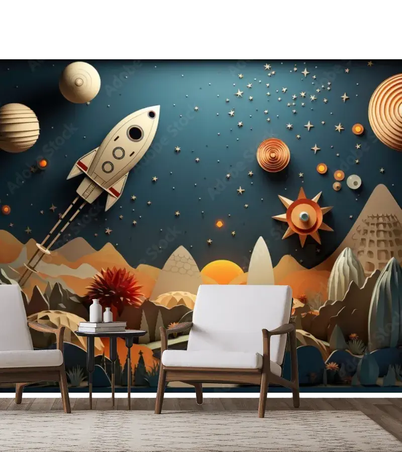Mural Viaje Espacial Soñador para Paredes – Fotomural Personalizado