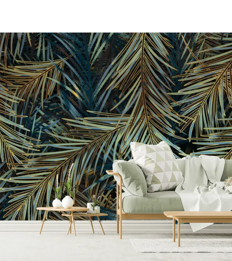 Mural Palmar Dorado – Fotomural Decorativo para pared