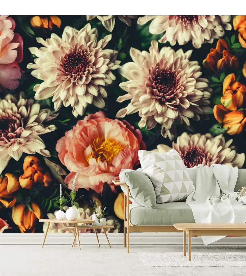Mural Flores Vintage Ensoñación Floral para sala o recámara