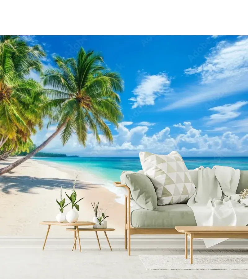 Mural Paraíso Tropical – Fotomural para paredes de playa en Vinil, Texturizado o Contract