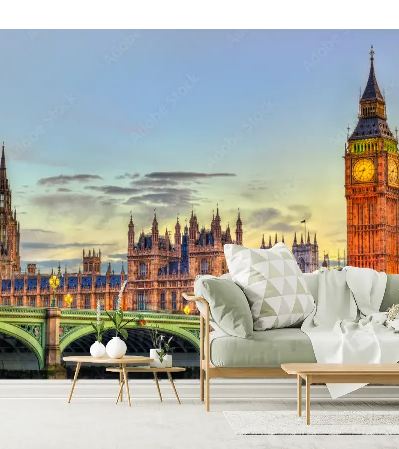 Mural Londres Atardecer Iconico Vinil Arquitectónico o Papel Tapiz