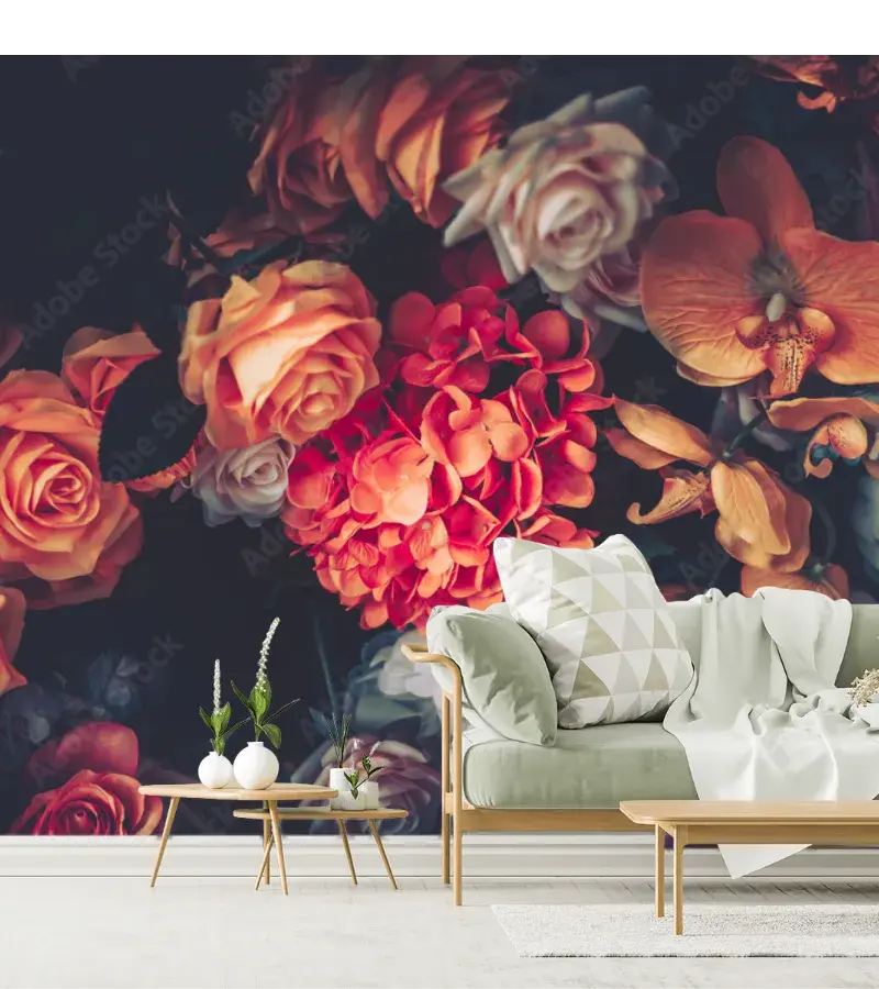 Mural Flores Místicas en Vinil Arquitectónico y Papel Tapiz Decorativo