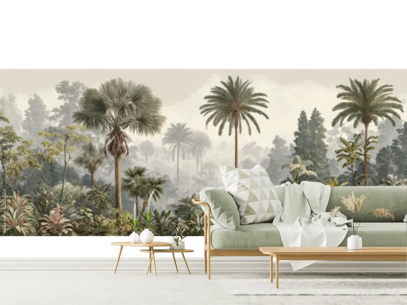 Mural Bosque Tropical Palmera - Fotomural Decorativo para Sala en Vinil y Tapiz