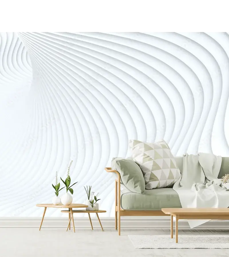 Mural Esencia Ondulada Blanco para Decoración de Pared - Vinil Arquitectónico y Papeles Tapiz Exclusivos