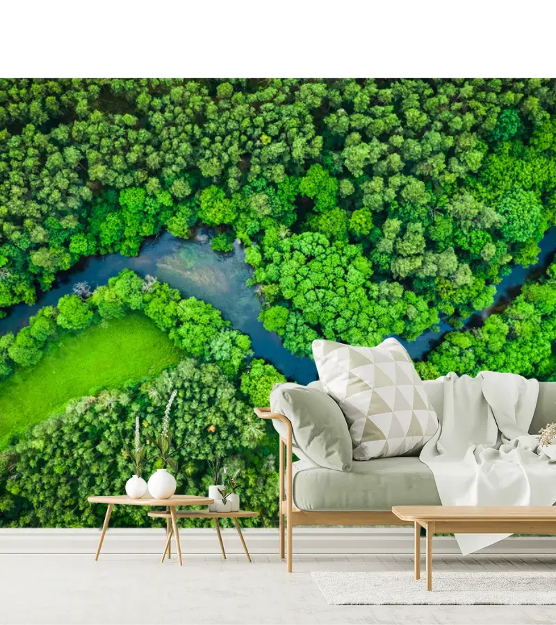 Mural Río Esmeralda para decoración de pared en vinil arquitectónico