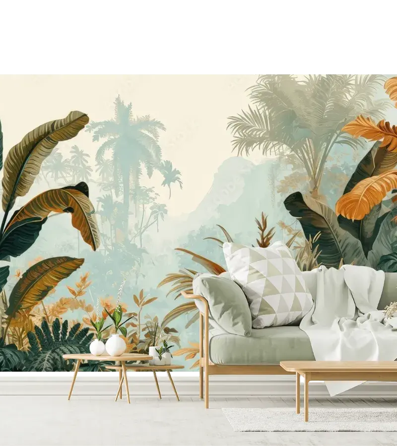 Mural Bosque Bruma Tropical - Fotomural Decorativo en Vinil y Papel Tapiz