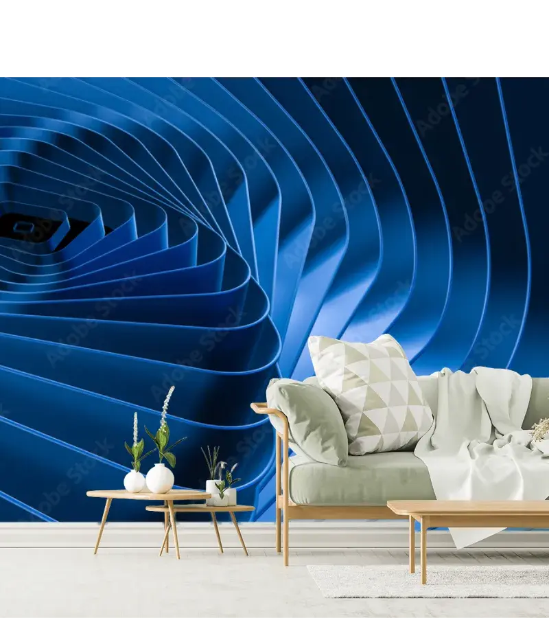 Mural Espiral Infinita Azul para Decoración Moderna Vinil/Papel Tapiz