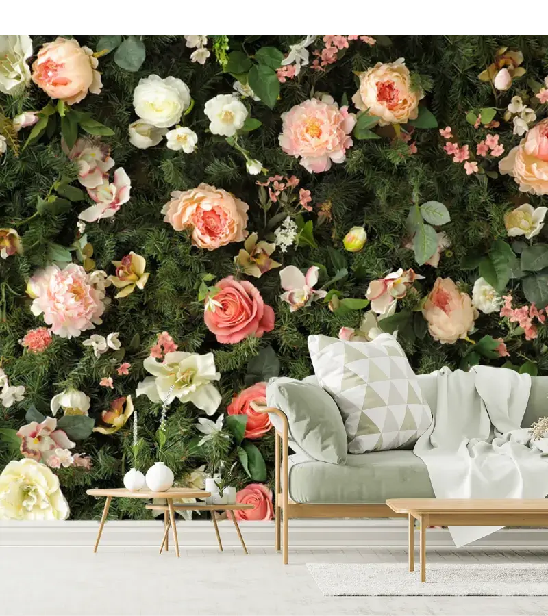 Modelo Mural Jardín Encantado - Fotomural decorativo floral en vinil o papel tapiz