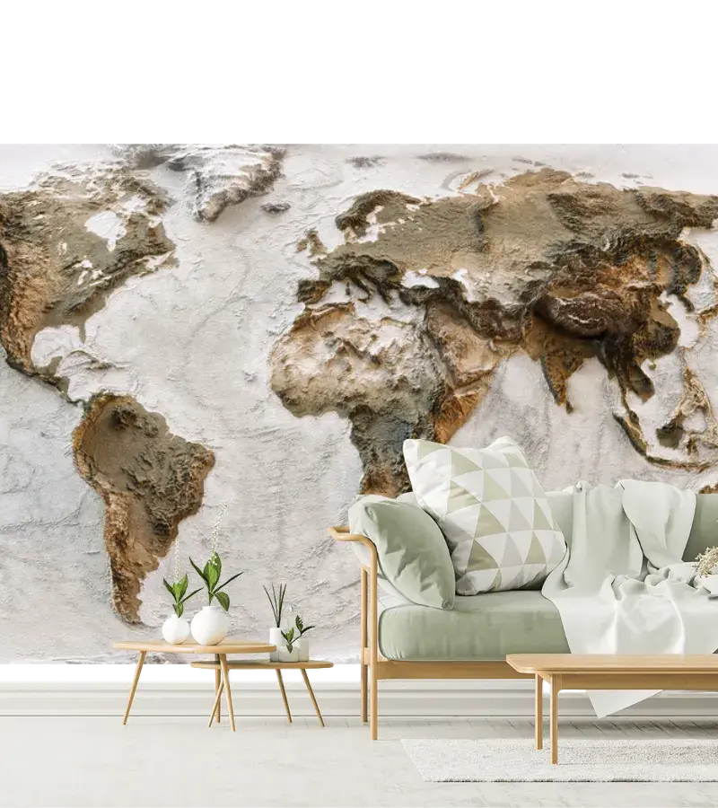 Papel Tapiz Mapa Mundial Texturizado - Decora con un Toque Cultural y Sofisticado